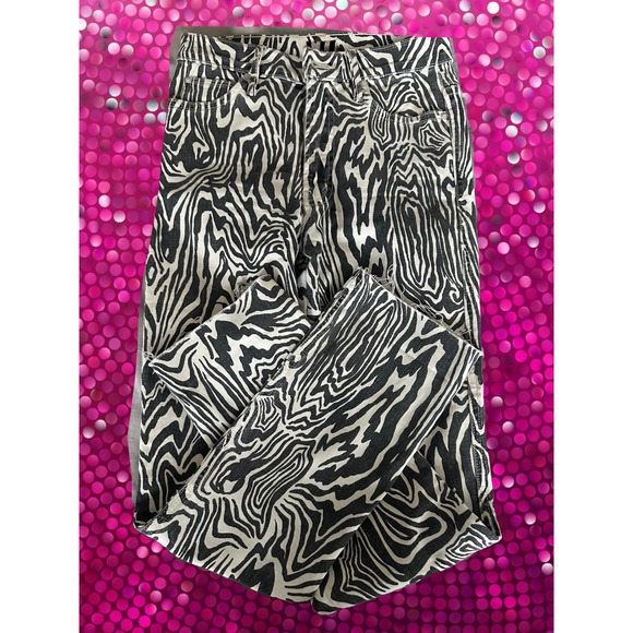 MOTHER High Waisted Rascal Ankle Fray Zebra Print Jeans Women's Size 25 - Picture 2 of 8